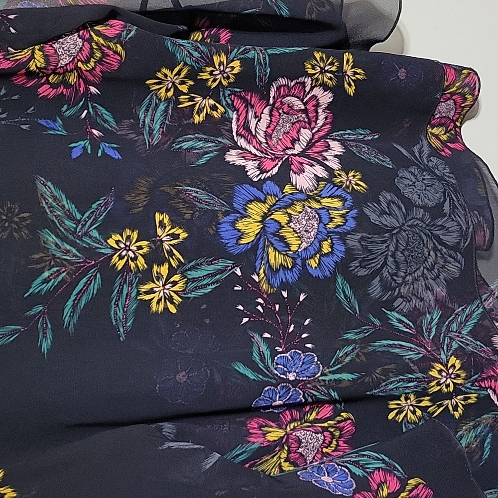 Cabi Women's Floral Sheer Layered Flowy Blouse Top Bell Sleeve Sz L Delicate - Picture 6 of 9